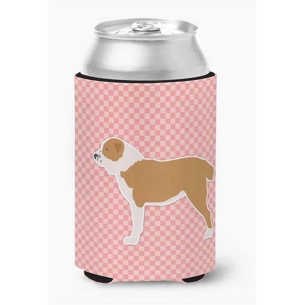 Carolines Treasures Central Asian Shepherd Dog Checkerboard Pink Can or Bottle Hugger - BB3628CC