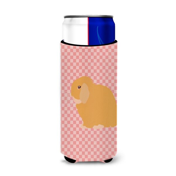 Carolines Treasures Holland Lop Rabbit Pink Check Michelob Ultra Hugger for Slim Cans - BB7968MUK