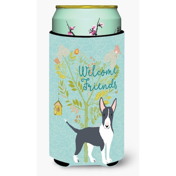 Carolines Treasures Welcome Friends Black Bull Terrier Tall Boy Beverage Insulator Hugger - BB7604TBC