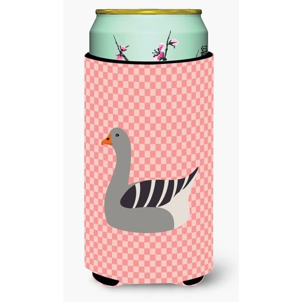 Carolines Treasures Pilgrim Goose Pink Check Tall Boy Beverage Insulator Hugger - BB7893TBC