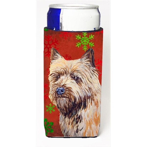 Carolines Treasures Cairn Terrier Red And Green Snowflakes Holiday Christmas Michelob Ultra bottle sleeves, Slim Cans - LH9320MUK