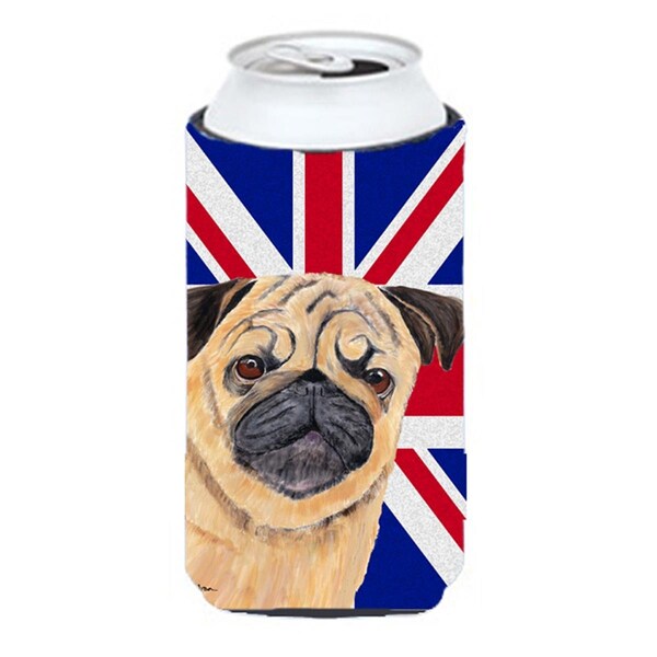 Carolines Treasures Pug With English Union Jack British Flag Tall Boy bottle sleeve Hugger - 22 To 24 Oz. - SC9828TBC