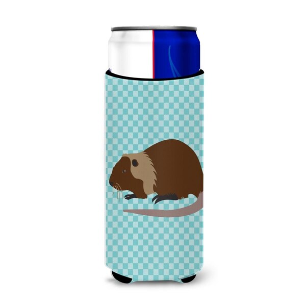 Carolines Treasures Coypu Nutria River Rat Blue Check Michelob Ultra Hugger for Slim Cans - BB8053MUK