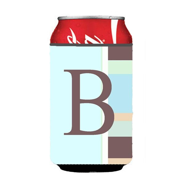 Carolines Treasures Letter B Initial Monogram - Blue Stripes Can or Bottle  Hugger - CJ1003-BCC