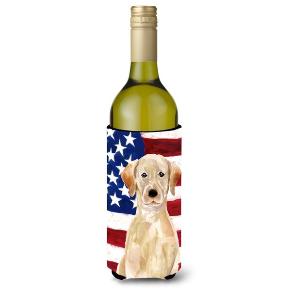 Carolines Treasures Yellow Labrador Patriotic Wine Bottle Beverge Insulator Hugger - BB9366LITERK