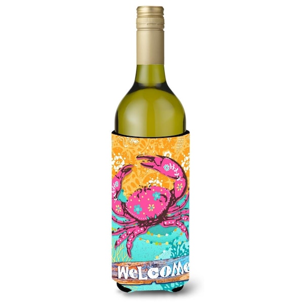 Carolines Treasures Coastal Pink Crab Wine Bottle Beverage Insulator Hugger - VHA3028LITERK