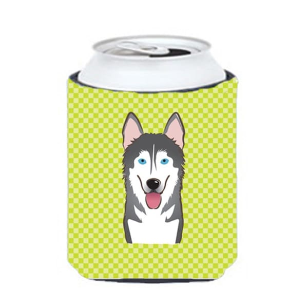 Carolines Treasures Checkerboard Lime Green Alaskan Malamute Can Or Bottle Hugger- 12 Oz. - BB1280CC