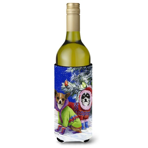 Carolines Treasures 24 oz Chihuahua Christmas Snowflakes Wine Bottle Hugger - PPP3071LITERK