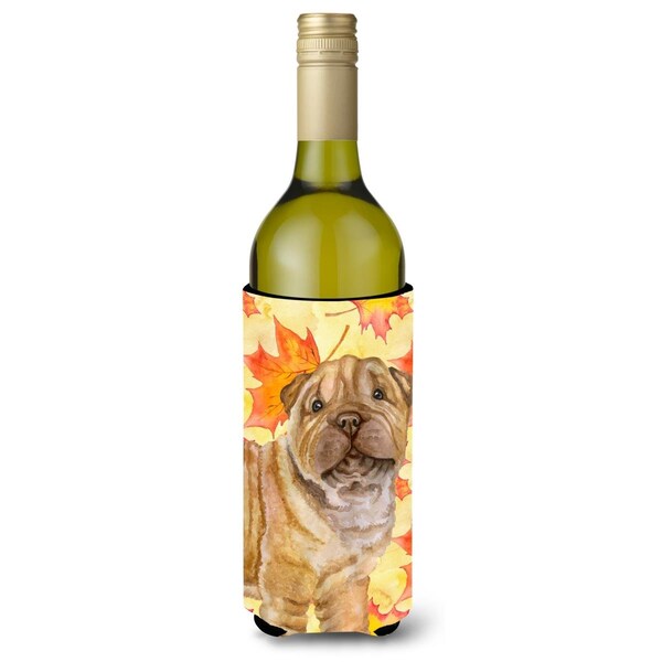 Carolines Treasures Shar Pei Puppy Fall Wine Bottle Beverge Insulator Hugger - BB9980LITERK