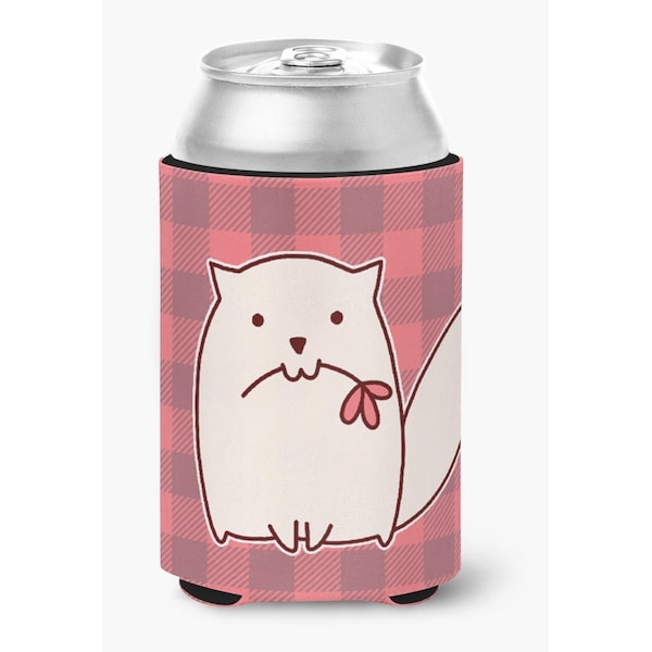Carolines Treasures Cat Pink Plad Can or Bottle Hugger - BB6854CC