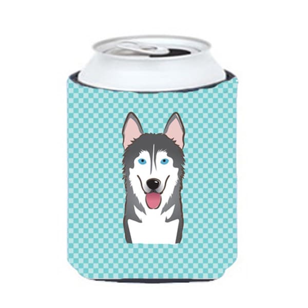 Carolines Treasures Checkerboard Blue Alaskan Malamute Can Or Bottle Hugger- 12 Oz. - BB1156CC