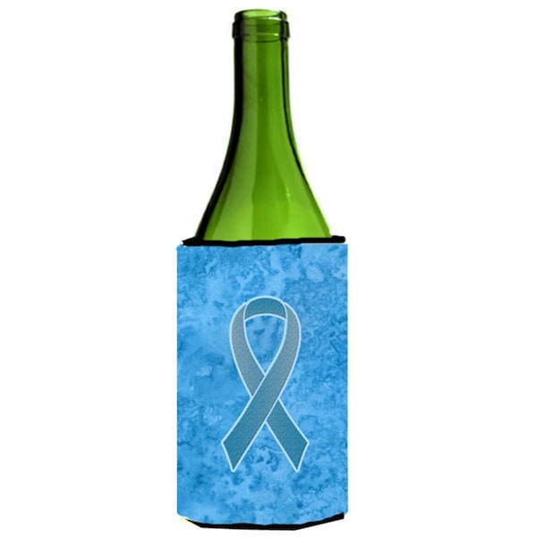 Carolines Treasures Blue Ribbon for Prostate Cancer Awareness Wine bottle sleeve Hugger  24 Oz. - AN1206LITERK