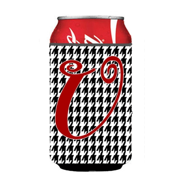 Carolines Treasures Letter U Initial Monogram - Houndstooth Black Can Or Bottle  Hugger - CJ1035-UCC