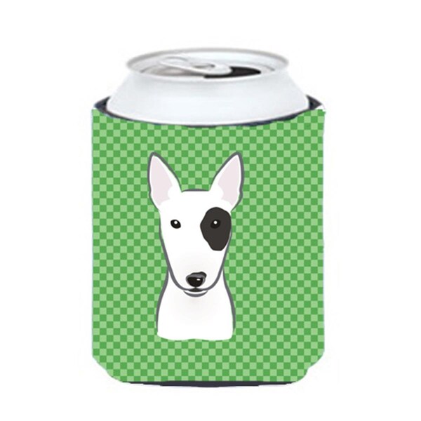 Carolines Treasures Green Checkered Bull Terrier Can or Bottle Hugger - BB1132CC