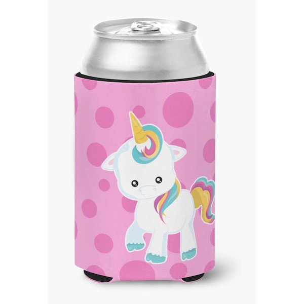 Carolines Treasures Pink Polkadot Unicorn Can or Bottle Hugger - BB6805CC