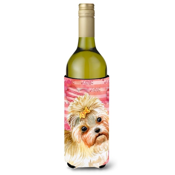 Carolines Treasures Morkie Love Wine Bottle Beverge Insulator Hugger - BB9755LITERK