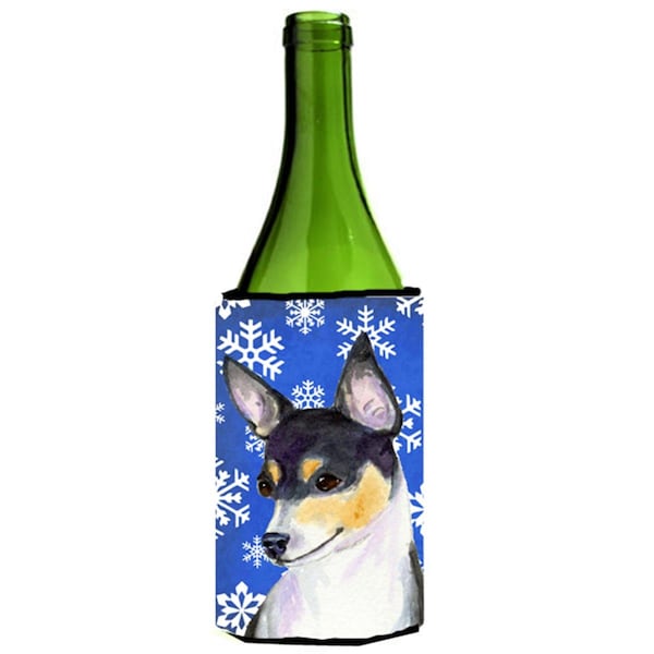 Carolines Treasures Chihuahua Winter Snowflakes Holiday Wine bottle sleeve Hugger - 24 oz. - SS4656LITERK