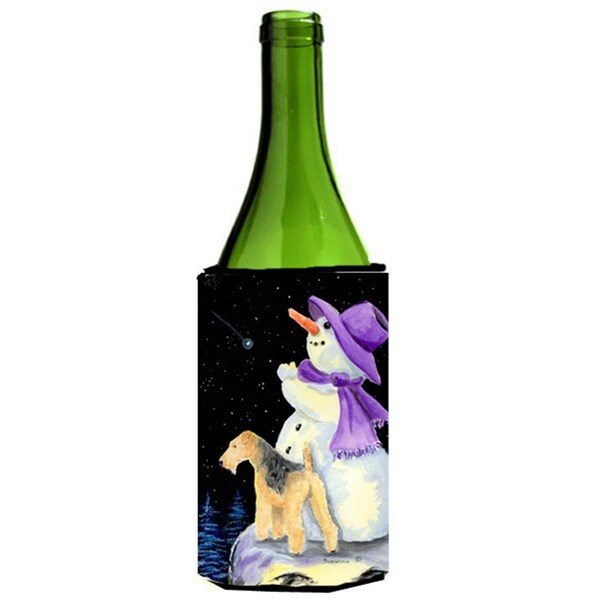 Carolines Treasures Snowman With Lakeland Terrier Wine Bottle   Hugger - 24 oz. - SS8956LITERK