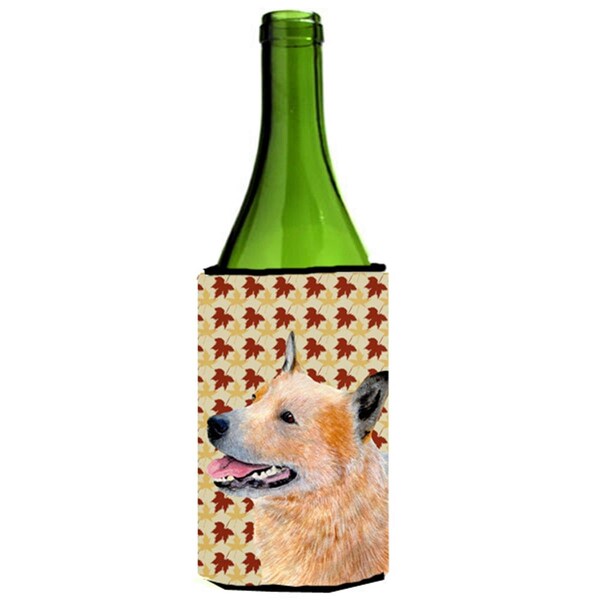 Carolines Treasures Australian Cattle Dog Fall Leaves Portrait Wine Bottle   Hugger - LH9092LITERK