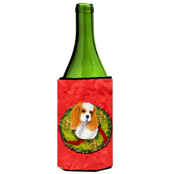 Carolines Treasures Cavalier Spaniel Cristmas Wreath Wine bottle sleeve Hugger - SS4214LITERK