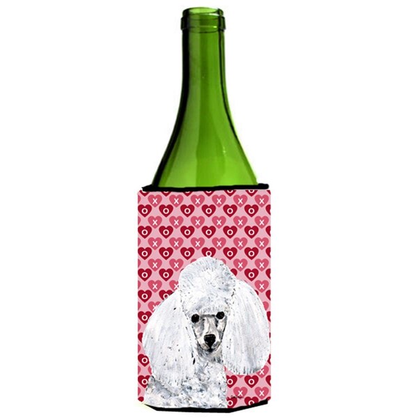 Carolines Treasures White Toy Poodle Hearts And Love Wine bottle sleeve Hugger  24 Oz. - SC9701LITERK