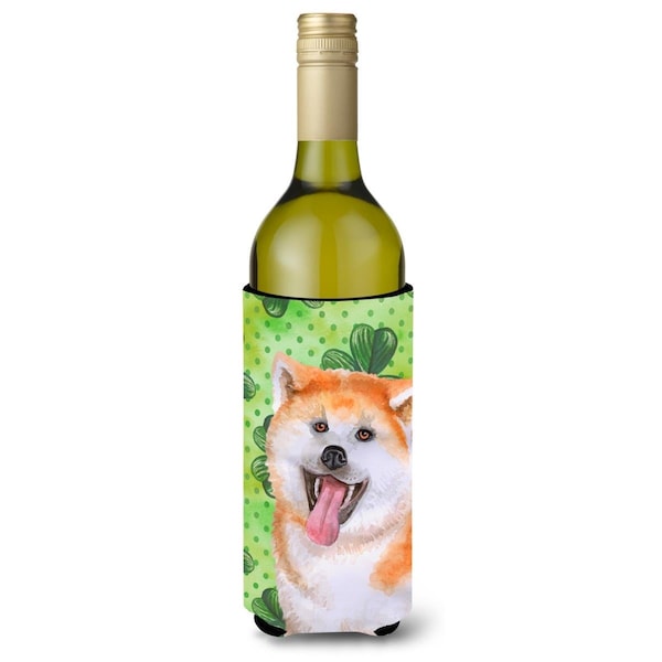Carolines Treasures Akita St. Patricks Wine Bottle Beverge Insulator Hugger - BB9877LITERK