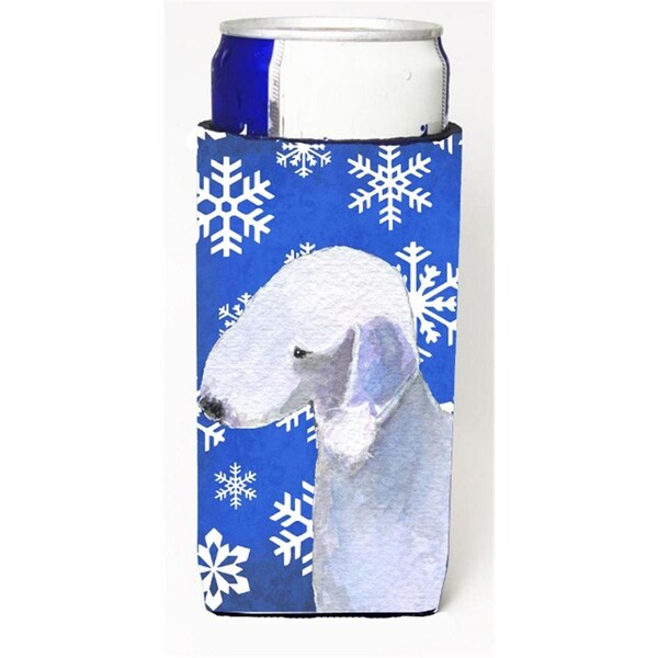 Carolines Treasures Bedlington Terrier Winter Snowflakes Holiday Michelob Ultra bottle sleeve for Slim Can - SS4621MUK