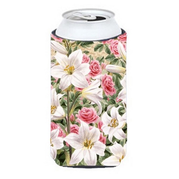 Carolines Treasures Lilies & Roses by Sarah Adams Tall Boy Can cooler Hugger - ASAD115TBC