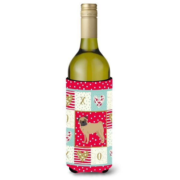 Carolines Treasures 24 oz Pug Love Wine Bottle Hugger - CK5886LITERK