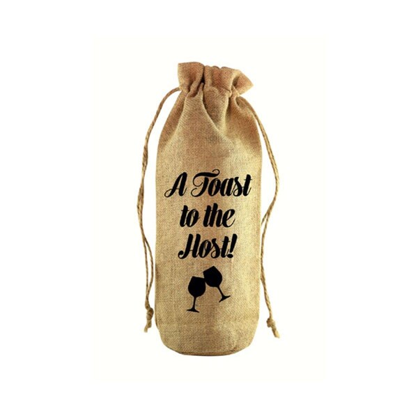 Zees Creations A Toast to the Host Jute Wine Bottle Sack - JB1021