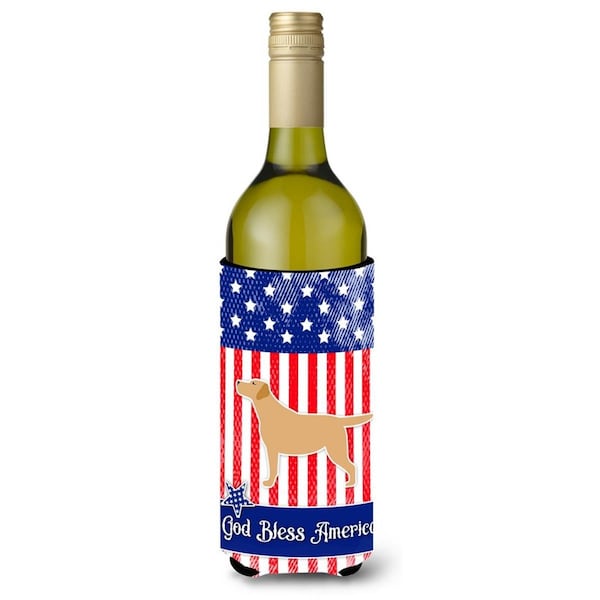 Carolines Treasures USA Patriotic Yellow Labrador Retriever Wine Bottle Beverge Insulator Hugger - BB3297LITERK