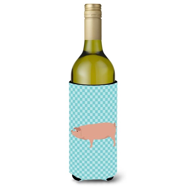 Carolines Treasures American Landrace Pig Blue Check Wine Bottle Beverge Insulator Hugger - BB8106LITERK