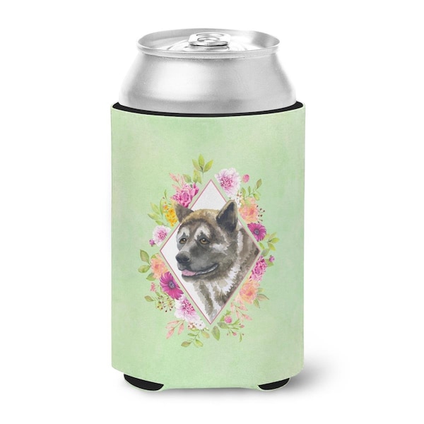 Carolines Treasures Akita Green Flowers Can or Bottle Hugger - CK4273CC