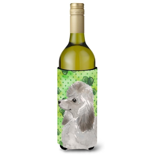 Carolines Treasures Grey Standard Poodle St. Patricks Wine Bottle Beverge Insulator Hugger - BB9560LITERK