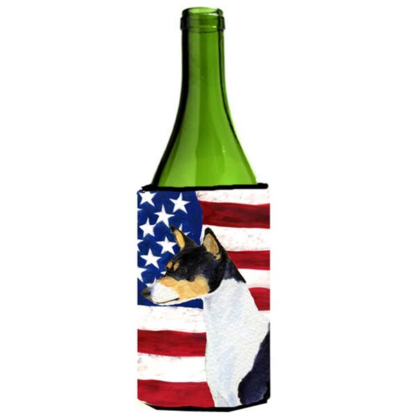 Carolines Treasures Usa American Flag With Basenji Wine bottle sleeve Hugger - 24 oz. - SS4041LITERK