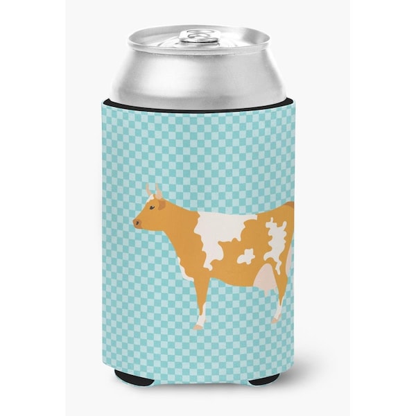 Carolines Treasures Guernsey Cow Blue Check Can or Bottle Hugger - BB7995CC