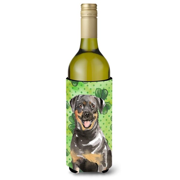 Carolines Treasures Shamrocks Rottweiler Wine Bottle Beverge Insulator Hugger - CK1794LITERK