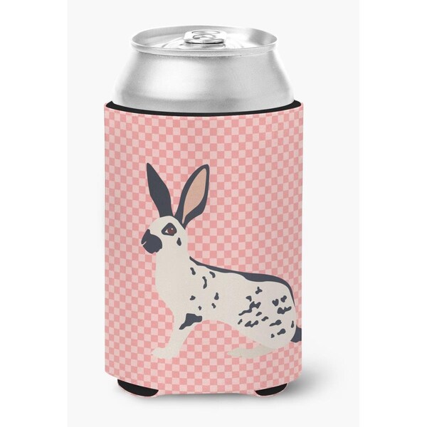 Carolines Treasures English Spot Rabbit Pink Check Can or Bottle Hugger - BB7961CC