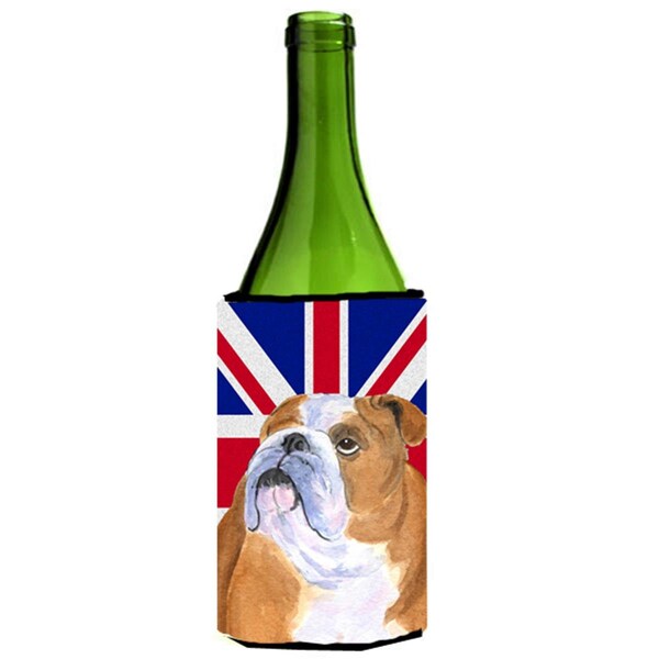 Carolines Treasures English Bulldog With English Union Jack British Flag Wine bottle sleeve Hugger - 24 Oz. - SS4933LITERK