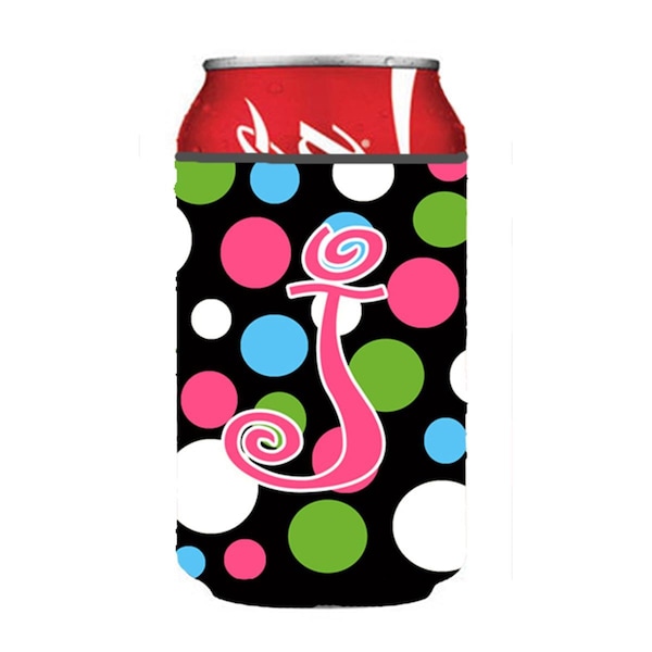 Carolines Treasures Letter J Initial Monogram - Polkadots And Pink Can Or Bottle  Hugger - CJ1038-JCC