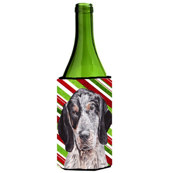 Carolines Treasures Blue Tick Coonhound Candy Cane Christmas Wine bottle sleeve Hugger  24 Oz. - SC9793LITERK