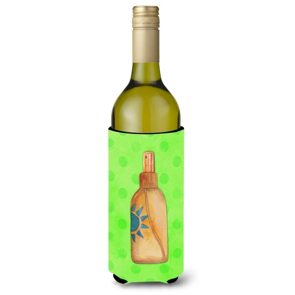 Carolines Treasures Message in a Bottle Green Polkadot Wine Bottle Beverge Insulator Hugger - BB8260LITERK