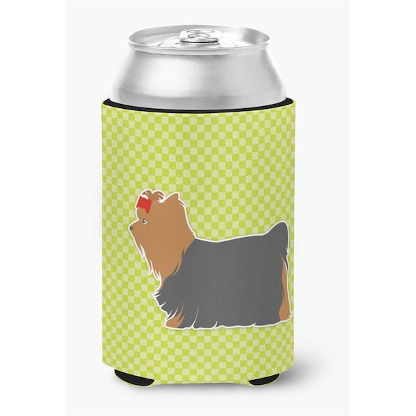 Carolines Treasures Yorkshire Terrier Yorkie Checkerboard Green Can or Bottle Hugger - BB3834CC