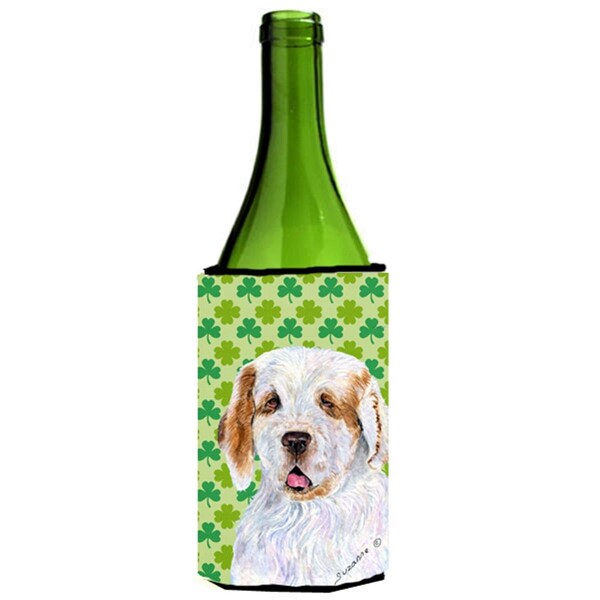 Carolines Treasures Clumber Spaniel St. Patricks Day Shamrock Portrait Wine bottle sleeve Hugger - 24 oz. - SS4431LITERK