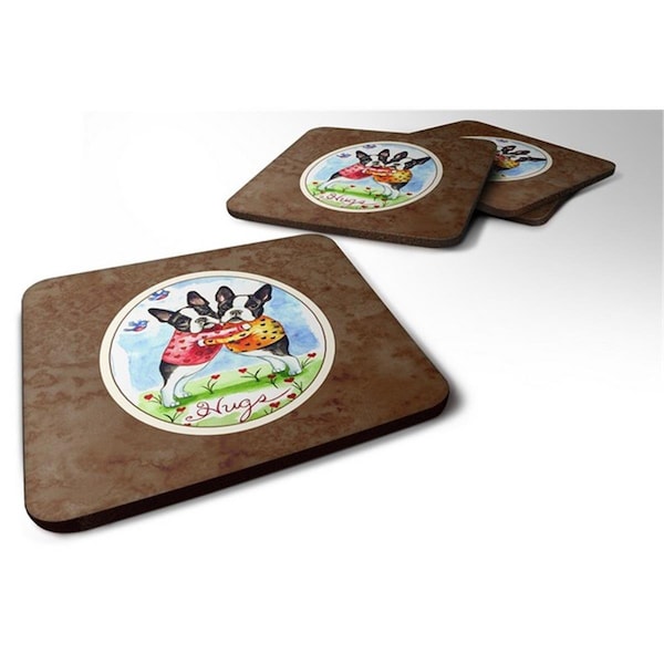 Carolines Treasures Hugs Boston Terrier Foam Coaster, Set of 4 - 7015FC