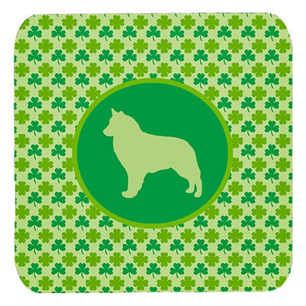 Carolines Treasures Belgian Sheepdog Lucky Shamrock Foam Coasters- Set of 4 - SDK1115-C-FC