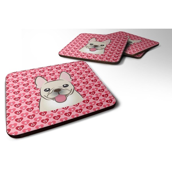 Carolines Treasures French Bulldog Hearts Foam Coasters - Set of 4 - BB5308FC