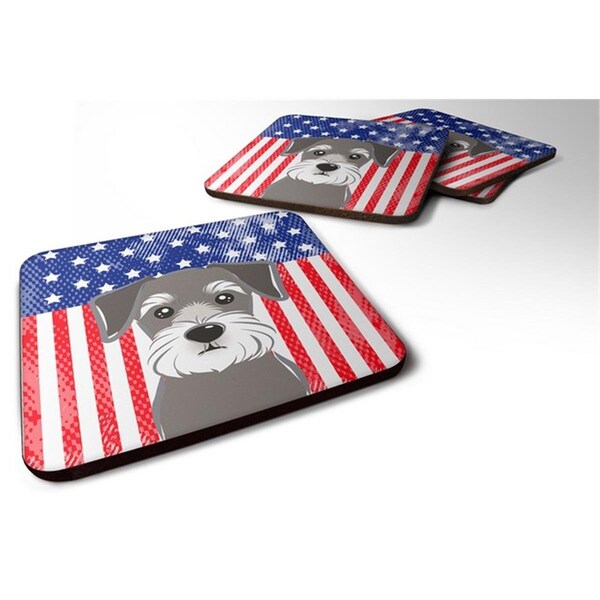 Carolines Treasures American Flag and Schnauzer Foam Coaster, Set of 4 - BB2136FC