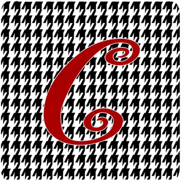 Carolines Treasures Set of 4 Monogram - Houndstooth Black Foam Coasters Initial Letter C - CJ1035-CFC