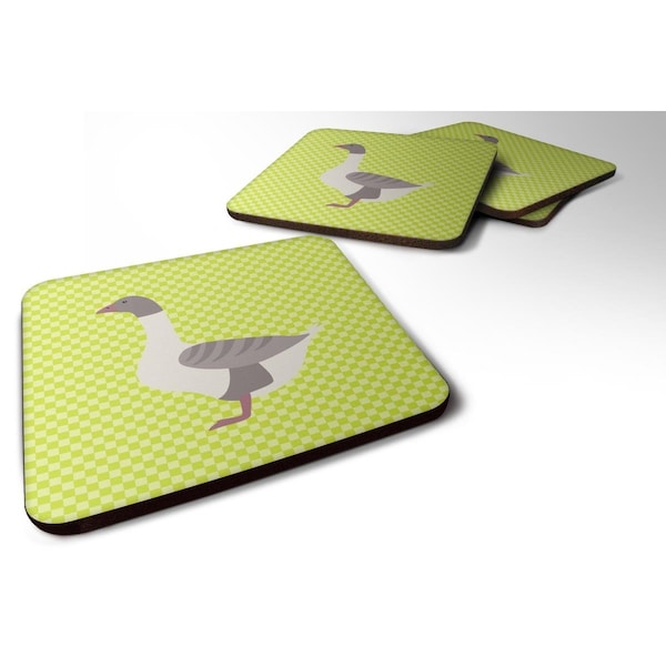 Carolines Treasures Buff Grey Back Goose Green Foam Coaster, Set of 4 - BB7727FC